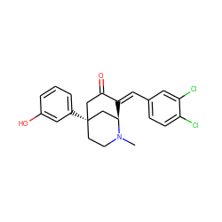 CN1CC[C@@]2(c3cccc(O)c3)CC(=O)/C(=C/c3ccc(Cl)c(Cl)c3)[C@@H]1C2 ZINC000095554616