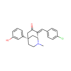 CN1CC[C@@]2(c3cccc(O)c3)CC(=O)/C(=C/c3ccc(Cl)cc3)[C@H]1C2 ZINC000100713398