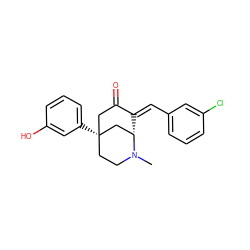 CN1CC[C@@]2(c3cccc(O)c3)CC(=O)/C(=C/c3cccc(Cl)c3)[C@H]1C2 ZINC000100713451