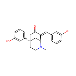 CN1CC[C@@]2(c3cccc(O)c3)CC(=O)/C(=C/c3cccc(O)c3)[C@@H]1C2 ZINC000169308771