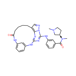 CN1CC[C@@H](N(C)C(=O)c2cccc(Nc3nc4nc5c(cnn35)CCCCC(=O)Nc3cccc(c3)N4)c2)C1 ZINC000029129254