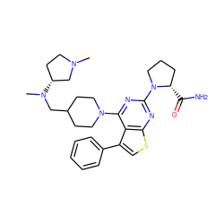 CN1CC[C@@H](N(C)CC2CCN(c3nc(N4CCC[C@@H]4C(N)=O)nc4scc(-c5ccccc5)c34)CC2)C1 ZINC000146526468