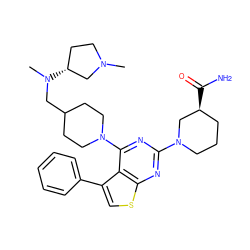 CN1CC[C@@H](N(C)CC2CCN(c3nc(N4CCC[C@H](C(N)=O)C4)nc4scc(-c5ccccc5)c34)CC2)C1 ZINC000146451582