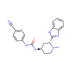 CN1CC[C@@H](NC(=O)Nc2ccc(C#N)cc2)C[C@@H]1c1nc2ccccc2[nH]1 ZINC000068251434