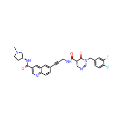 CN1CC[C@@H](NC(=O)c2cnc3ccc(C#CCNC(=O)c4cncn(Cc5ccc(F)c(F)c5)c4=O)cc3c2)C1 ZINC000096176341