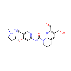 CN1CC[C@@H](Oc2cc(NC(=O)N3CCCc4cc(CO)c(C=O)nc43)ncc2C#N)C1 ZINC001772593267