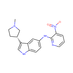 CN1CC[C@@H](c2c[nH]c3ccc(Nc4ncccc4[N+](=O)[O-])cc23)C1 ZINC000003793349