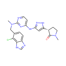 CN1CC[C@@H](c2cc(Nc3ccnc(N(C)Cc4ccc5nc[nH]c5c4Cl)n3)n[nH]2)C1=O ZINC000473086859