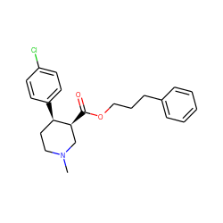 CN1CC[C@@H](c2ccc(Cl)cc2)[C@@H](C(=O)OCCCc2ccccc2)C1 ZINC000029403209