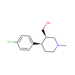 CN1CC[C@@H](c2ccc(Cl)cc2)[C@@H](CO)C1 ZINC000013779622