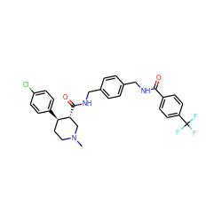 CN1CC[C@@H](c2ccc(Cl)cc2)[C@H](C(=O)NCc2ccc(CNC(=O)c3ccc(C(F)(F)F)cc3)cc2)C1 ZINC000026642877