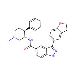 CN1CC[C@@H](c2ccccc2)[C@H](NC(=O)c2ccc3[nH]nc(-c4ccc5c(c4)CCO5)c3c2)C1 ZINC000199802855