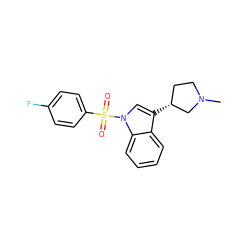 CN1CC[C@@H](c2cn(S(=O)(=O)c3ccc(F)cc3)c3ccccc23)C1 ZINC000003976202