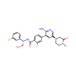 CN1CC[C@@H](c2cnc(N)c(-c3ccc(C(=O)N[C@H](CO)c4cccc(Cl)c4)c(F)c3)c2)CC1=O ZINC001772636131