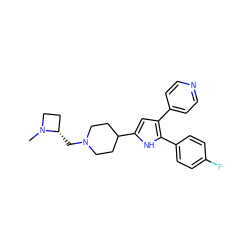 CN1CC[C@@H]1CN1CCC(c2cc(-c3ccncc3)c(-c3ccc(F)cc3)[nH]2)CC1 ZINC000028470327