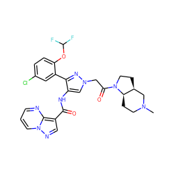 CN1CC[C@@H]2[C@@H](CCN2C(=O)Cn2cc(NC(=O)c3cnn4cccnc34)c(-c3cc(Cl)ccc3OC(F)F)n2)C1 ZINC001772643808