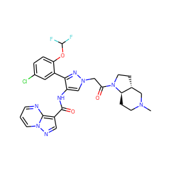 CN1CC[C@@H]2[C@H](CCN2C(=O)Cn2cc(NC(=O)c3cnn4cccnc34)c(-c3cc(Cl)ccc3OC(F)F)n2)C1 ZINC001772614513