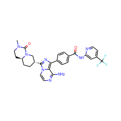 CN1CC[C@@H]2CC[C@@H](c3nc(-c4ccc(C(=O)Nc5cc(C(F)(F)F)ccn5)cc4)c4c(N)nccn34)CN2C1=O ZINC000145382334