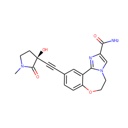 CN1CC[C@](O)(C#Cc2ccc3c(c2)-c2nc(C(N)=O)cn2CCO3)C1=O ZINC000205815307