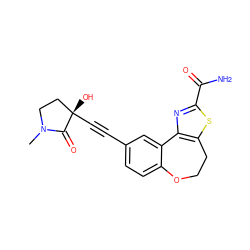 CN1CC[C@](O)(C#Cc2ccc3c(c2)-c2nc(C(N)=O)sc2CCO3)C1=O ZINC000205308501