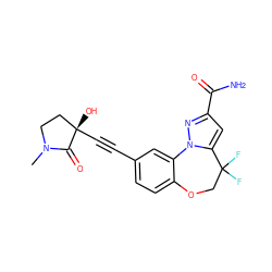 CN1CC[C@](O)(C#Cc2ccc3c(c2)-n2nc(C(N)=O)cc2C(F)(F)CO3)C1=O ZINC000219457272