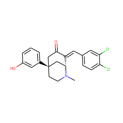 CN1CC[C@]2(c3cccc(O)c3)CC(=O)/C(=C/c3ccc(Cl)c(Cl)c3)[C@H]1C2 ZINC000052986902