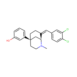 CN1CC[C@]2(c3cccc(O)c3)CC/C(=C/c3ccc(Cl)c(Cl)c3)[C@@H]1C2 ZINC000169344551