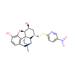 CN1CC[C@]23c4c5ccc(O)c4O[C@H]2[C@@H](O)C[C@H](SSc2ccc([N+](=O)[O-])cn2)[C@H]3[C@H]1C5 ZINC000058562555