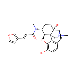 CN1CC[C@]23c4c5ccc(O)c4O[C@H]2[C@H](N(C)C(=O)/C=C/c2ccoc2)CC[C@@]3(O)[C@H]1C5 ZINC000040420569