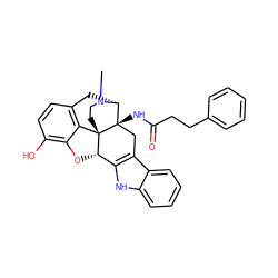 CN1CC[C@]23c4c5ccc(O)c4O[C@H]2c2[nH]c4ccccc4c2C[C@@]3(NC(=O)CCc2ccccc2)[C@H]1C5 ZINC000013517836