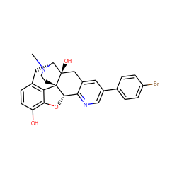 CN1CC[C@]23c4c5ccc(O)c4O[C@H]2c2ncc(-c4ccc(Br)cc4)cc2C[C@@]3(O)[C@H]1C5 ZINC000013559697