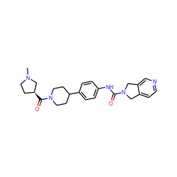 CN1CC[C@H](C(=O)N2CCC(c3ccc(NC(=O)N4Cc5ccncc5C4)cc3)CC2)C1 ZINC000167147592