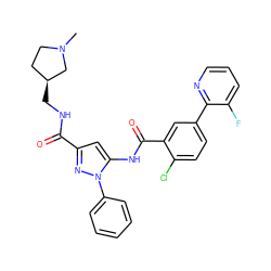 CN1CC[C@H](CNC(=O)c2cc(NC(=O)c3cc(-c4ncccc4F)ccc3Cl)n(-c3ccccc3)n2)C1 ZINC001772588346