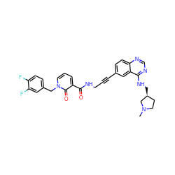 CN1CC[C@H](CNc2ncnc3ccc(C#CCNC(=O)c4cccn(Cc5ccc(F)c(F)c5)c4=O)cc23)C1 ZINC000096176295