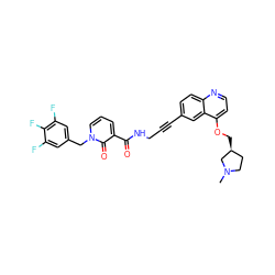CN1CC[C@H](COc2ccnc3ccc(C#CCNC(=O)c4cccn(Cc5cc(F)c(F)c(F)c5)c4=O)cc23)C1 ZINC000096176240