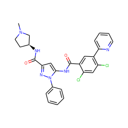 CN1CC[C@H](NC(=O)c2cc(NC(=O)c3cc(-c4ccccn4)c(Cl)cc3Cl)n(-c3ccccc3)n2)C1 ZINC001772580869