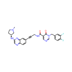 CN1CC[C@H](Nc2cnc3ccc(C#CCNC(=O)c4cncn(Cc5ccc(F)c(F)c5)c4=O)cc3n2)C1 ZINC000096176131