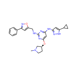 CN1CC[C@H](Oc2cc(Nc3cc(C4CC4)[nH]n3)nc(NCc3cc(-c4ccccc4)no3)n2)C1 ZINC000203006619