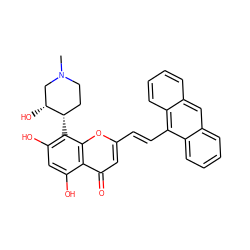 CN1CC[C@H](c2c(O)cc(O)c3c(=O)cc(/C=C/c4c5ccccc5cc5ccccc45)oc23)[C@H](O)C1 ZINC000218586878