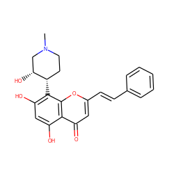 CN1CC[C@H](c2c(O)cc(O)c3c(=O)cc(/C=C/c4ccccc4)oc23)[C@H](O)C1 ZINC000196060598