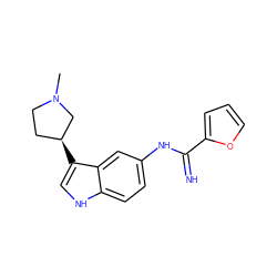 CN1CC[C@H](c2c[nH]c3ccc(NC(=N)c4ccco4)cc23)C1 ZINC000034806251