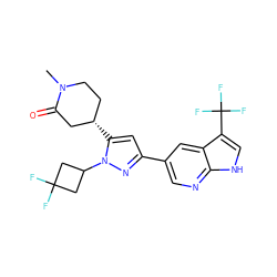 CN1CC[C@H](c2cc(-c3cnc4[nH]cc(C(F)(F)F)c4c3)nn2C2CC(F)(F)C2)CC1=O ZINC000146488562