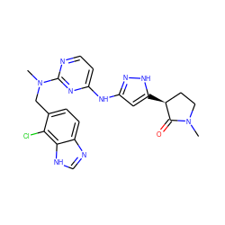 CN1CC[C@H](c2cc(Nc3ccnc(N(C)Cc4ccc5nc[nH]c5c4Cl)n3)n[nH]2)C1=O ZINC000473086846