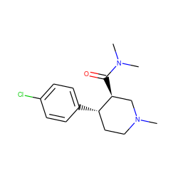 CN1CC[C@H](c2ccc(Cl)cc2)[C@@H](C(=O)N(C)C)C1 ZINC000013579450