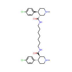 CN1CC[C@H](c2ccc(Cl)cc2)[C@@H](C(=O)NCCCCCCCNC(=O)[C@H]2CN(C)CC[C@@H]2c2ccc(Cl)cc2)C1 ZINC000029343754