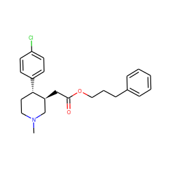 CN1CC[C@H](c2ccc(Cl)cc2)[C@@H](CC(=O)OCCCc2ccccc2)C1 ZINC000013579469