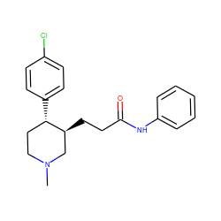 CN1CC[C@H](c2ccc(Cl)cc2)[C@@H](CCC(=O)Nc2ccccc2)C1 ZINC000013579491