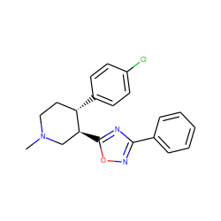 CN1CC[C@H](c2ccc(Cl)cc2)[C@@H](c2nc(-c3ccccc3)no2)C1 ZINC000026179872