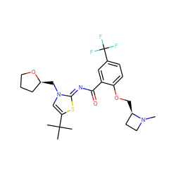 CN1CC[C@H]1COc1ccc(C(F)(F)F)cc1C(=O)/N=c1\sc(C(C)(C)C)cn1C[C@H]1CCCO1 ZINC000068198773