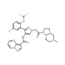 CN1CC[C@H]2[C@H](CCN2C(=O)Cn2cc(NC(=O)c3cnn4cccnc34)c(-c3cc(Cl)ccc3OC(F)F)n2)C1 ZINC001772628430